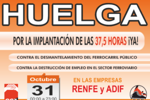 31-O: CGT promueve huelgas en Adif y Renfe