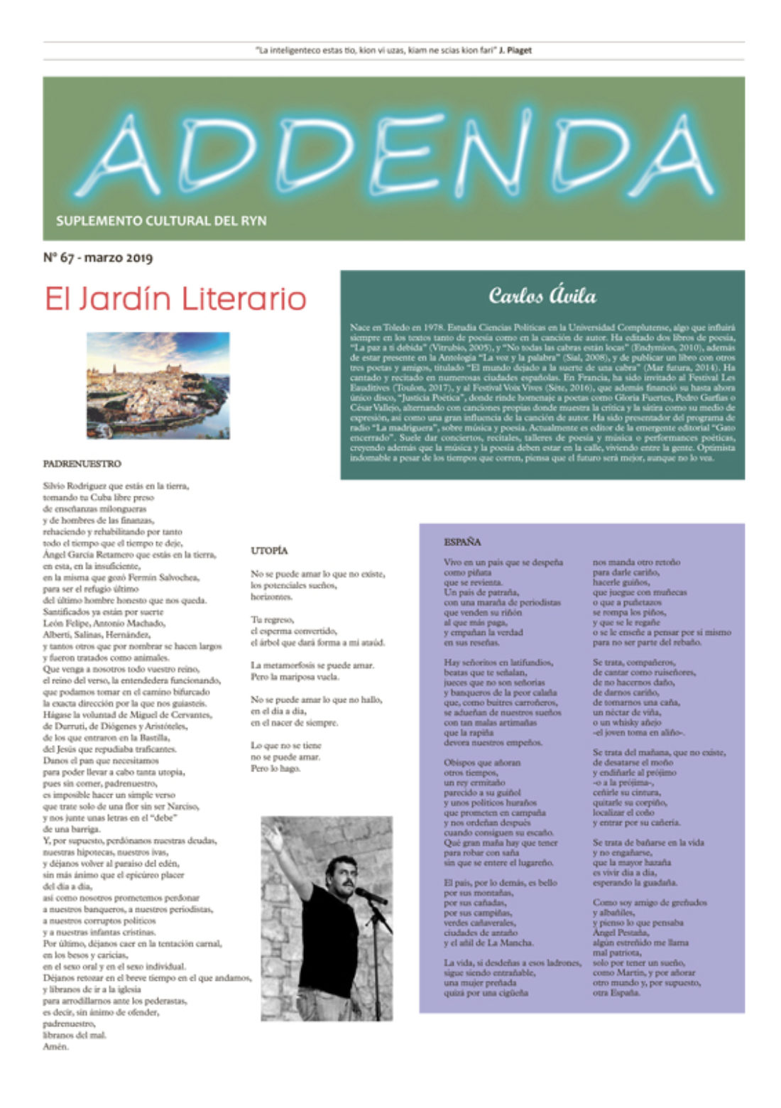 Addenda, suplemento cultural del RyN – Nº 67, marzo 2019