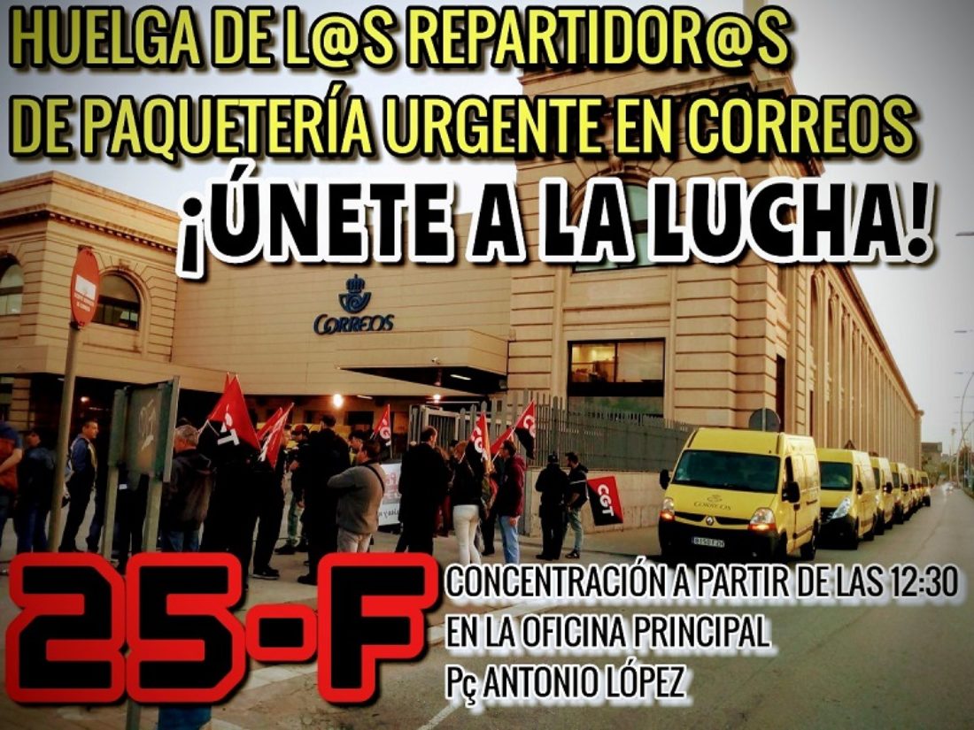 Huelga y concentración en la paquetería urgente de Correos en la provincia de Barcelona