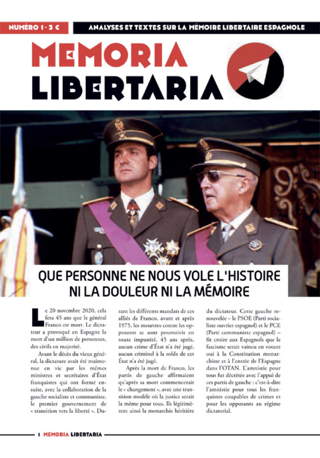 Damos la bienvenida a la revista «Memoria Libertaria» de la asociación 24 août 1944