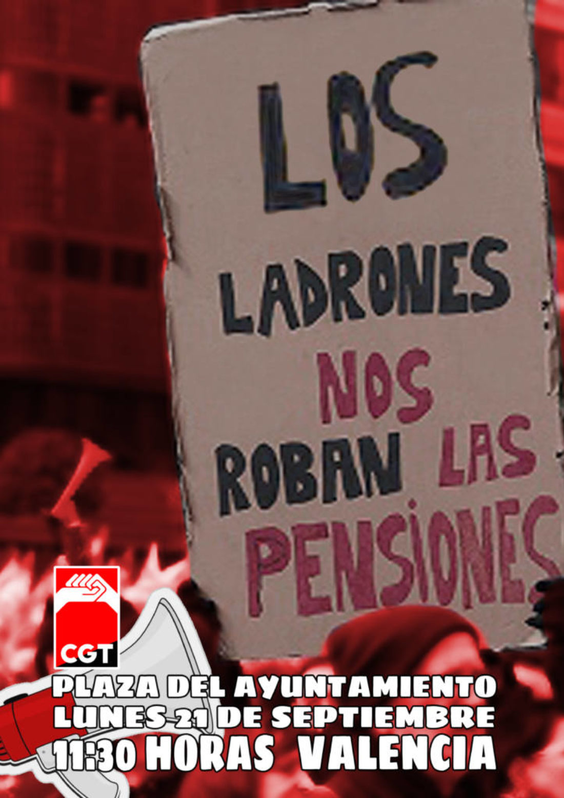 CGT acudirá a la concentración convocada por la Coordinadora valenciana en defensa del sistema público de pensiones