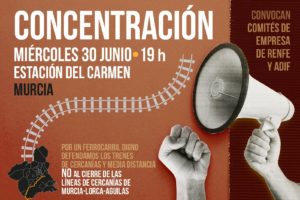 Concentración «No al cierre del cercanías Murcia-Lorca»