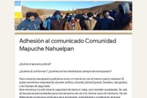 Adhesión al comunicado Comunidad Mapuche Nahuelpan