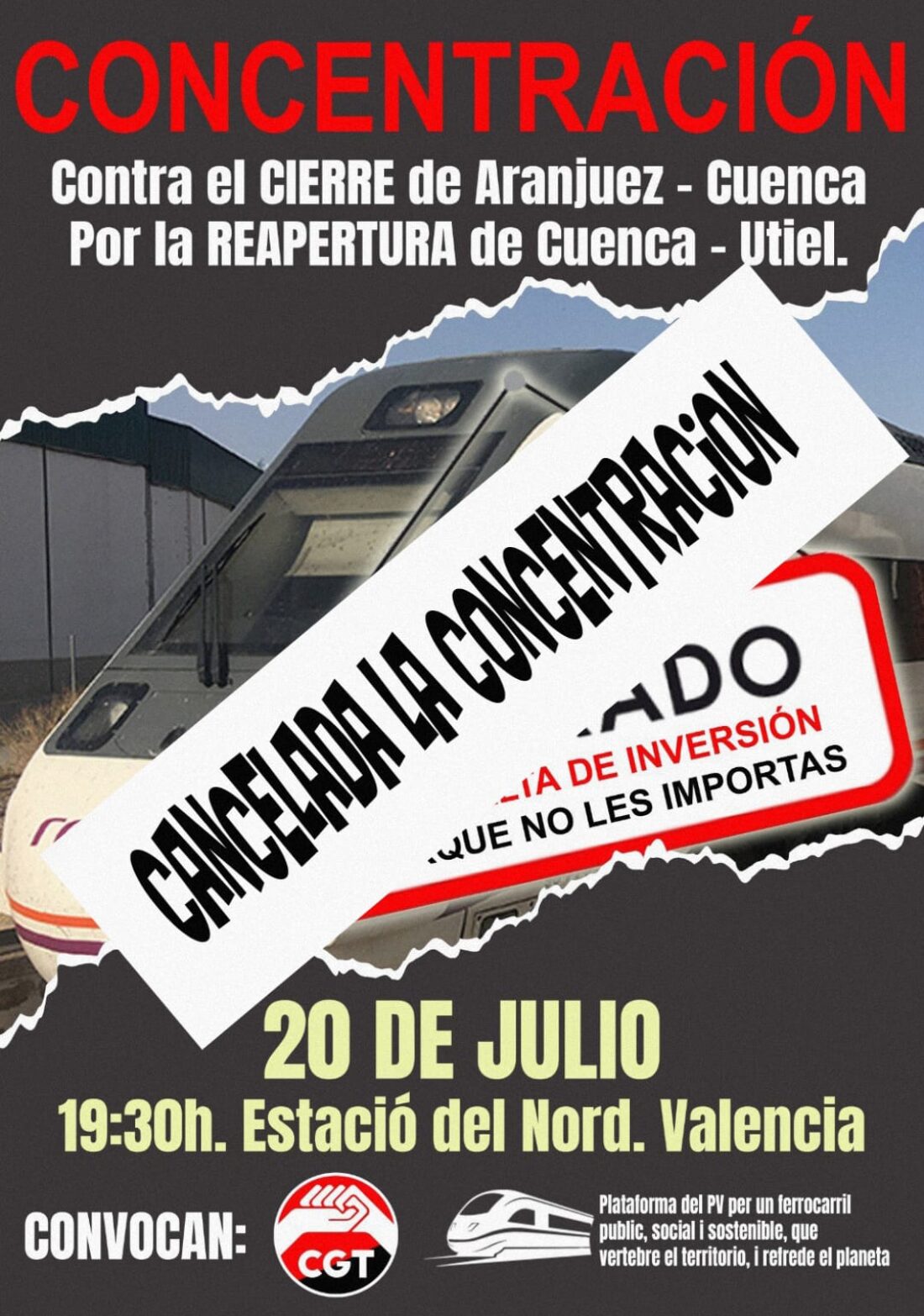 Tren reivindicativo Utiel-Cuenca-Aranjuez: Cancelada la concentración
