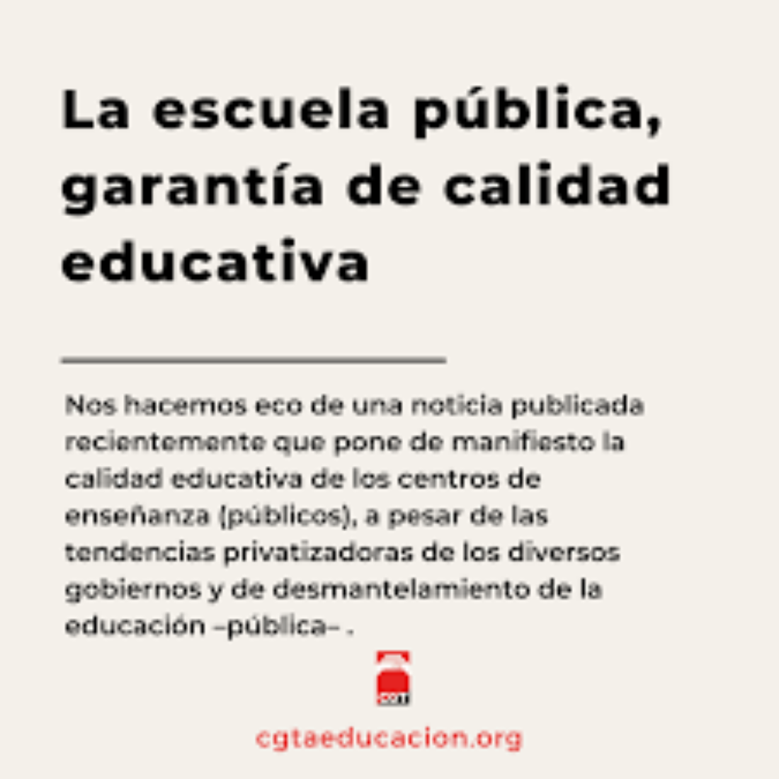 La escuela pública, garantía de calidad educativa