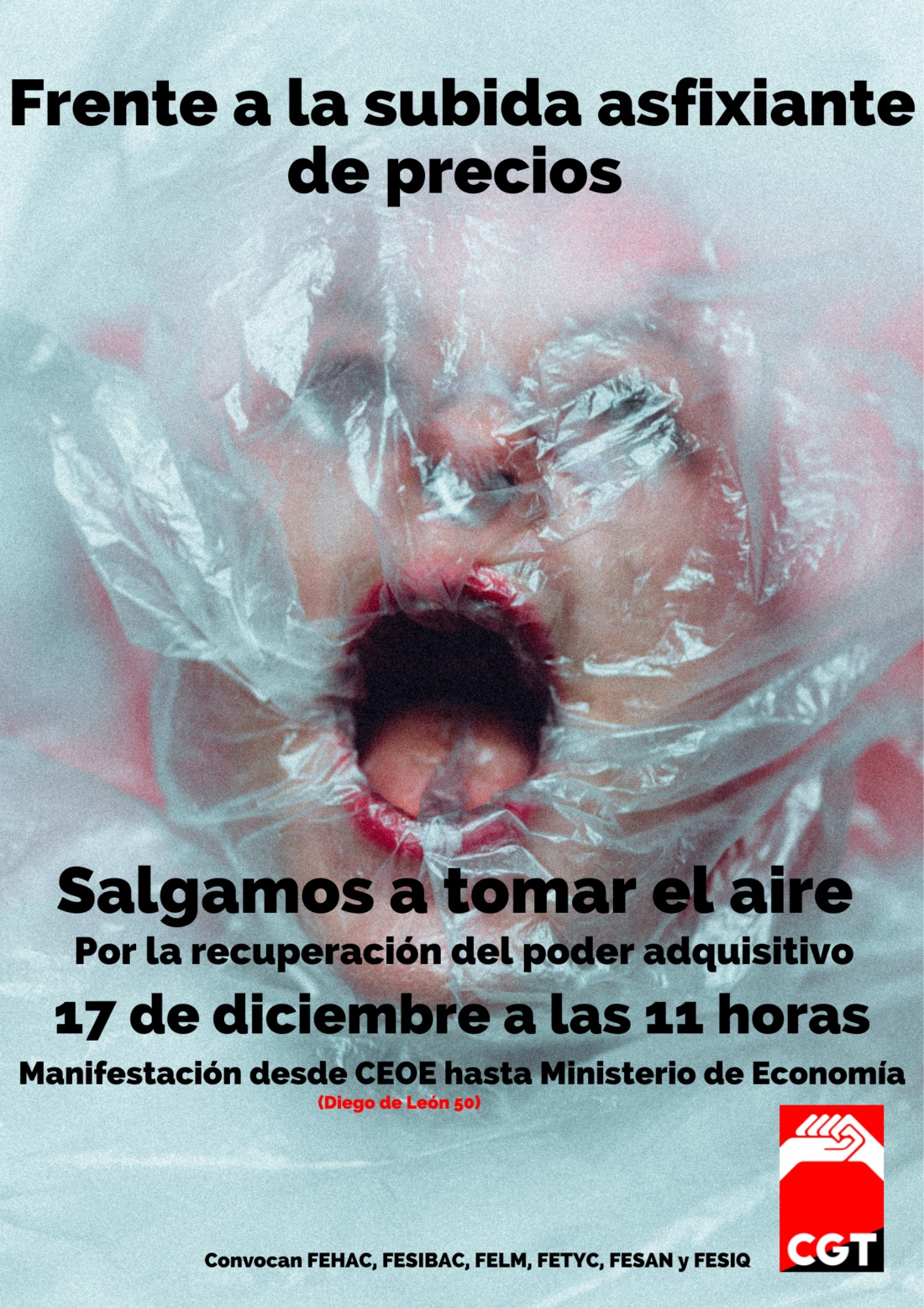 Federaciones de Industria de la CGT convocan una manifestación contra la subida de precios y la devaluación de los salarios el próximo 17 de diciembre en Madrid