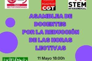 Madrid: Sindicatos de Enseñanza convocan una asamblea abierta al profesorado