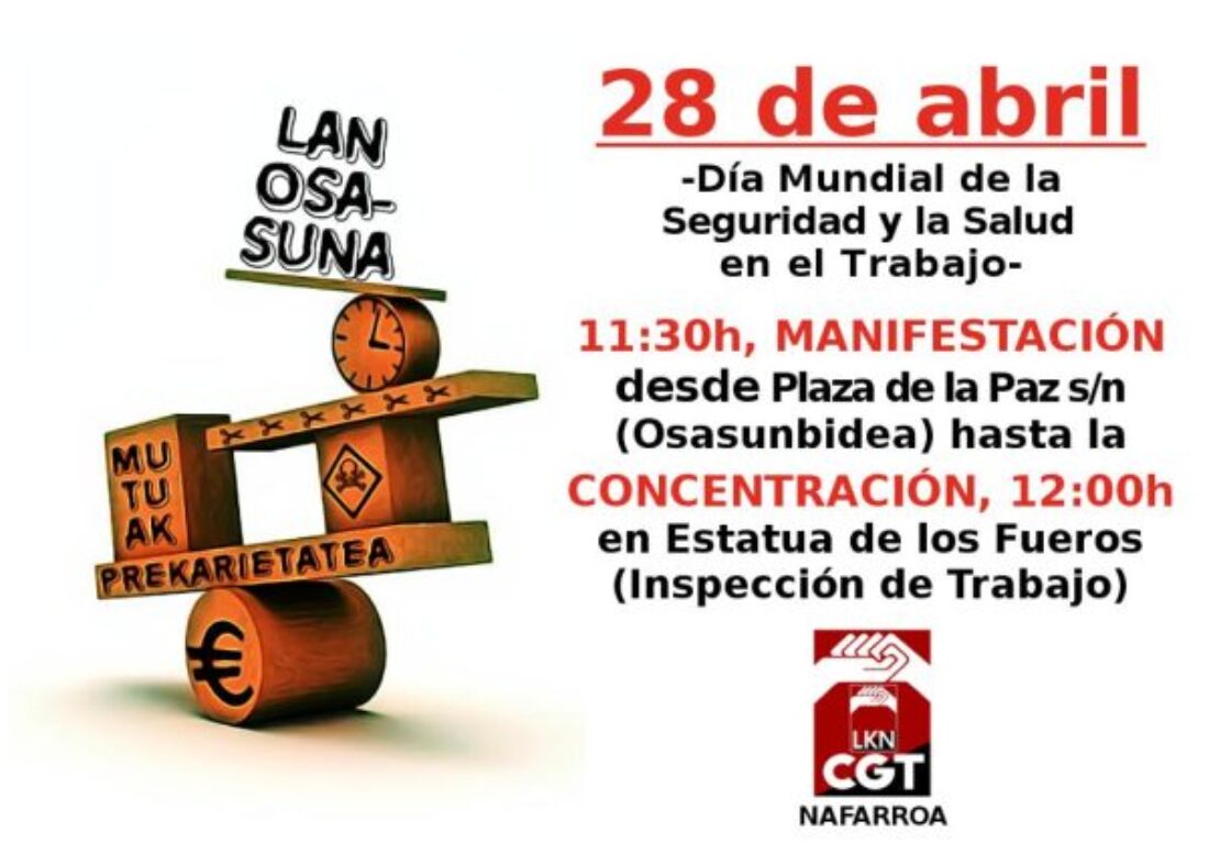 28-A: Día de Salud y Seguridad en el Trabajo, manifestación en Pamplona