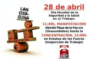 28-A: Día de Salud y Seguridad en el Trabajo, manifestación en Pamplona