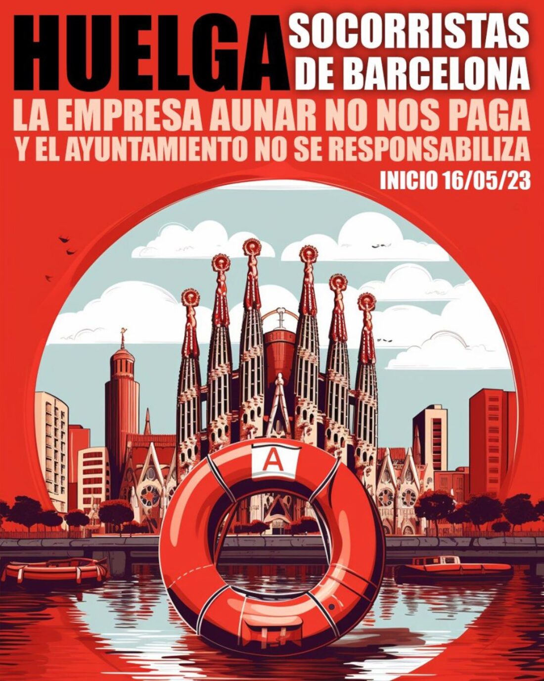 Se mantiene la huelga Socorristas Concentración martes 16 mayo 10.00h en Plaça Sant Jaume - Rojo y Negro