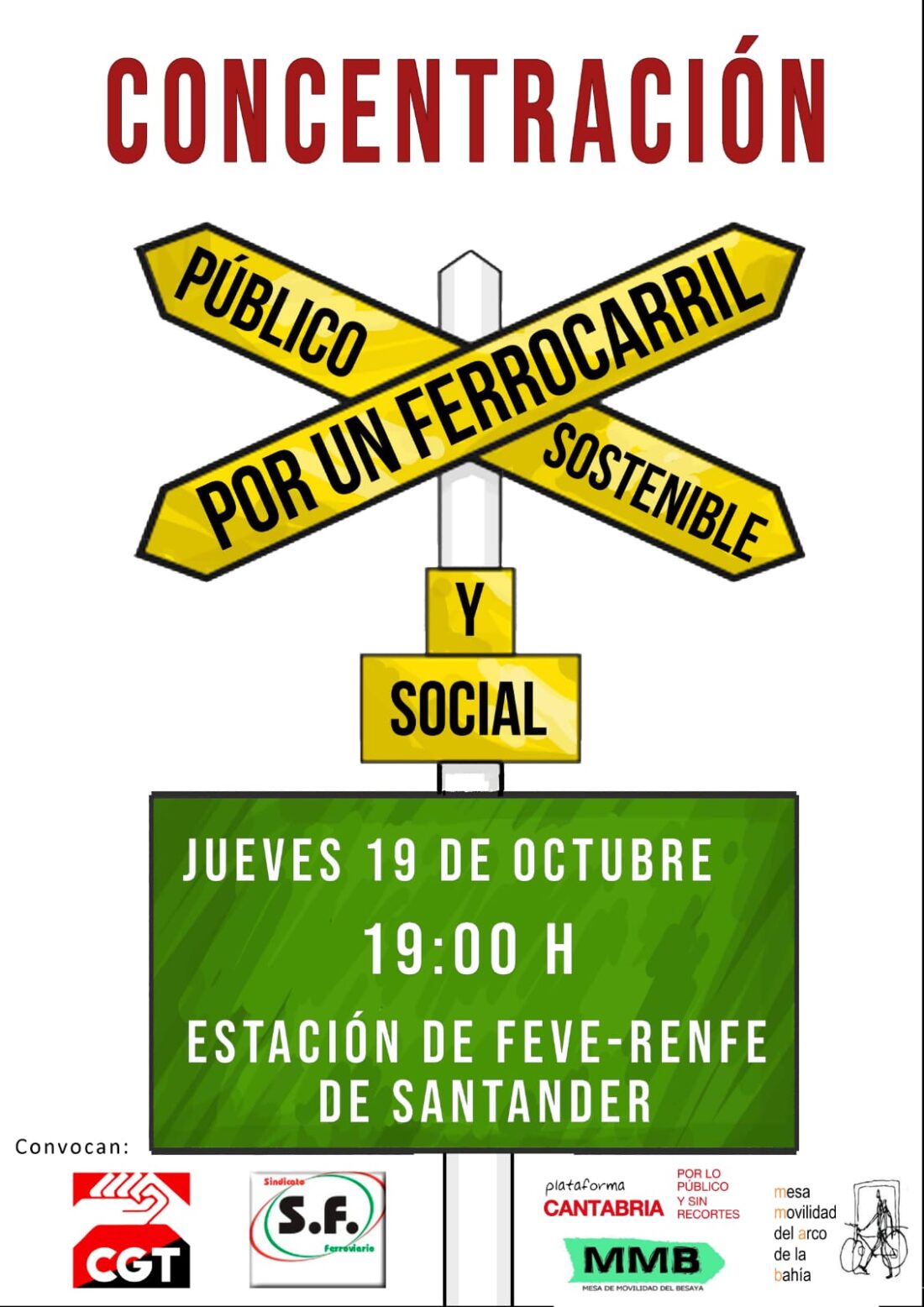 19-O: Concentración por la defensa del Ferrocarril Publico,social y sostenible en Santander