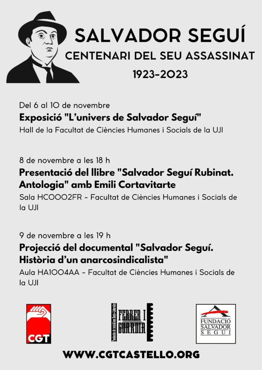 Actos conmemorativos del Centenario del asesinato de Salvador Seguí i Rubinat, “el Noi del Sucre”