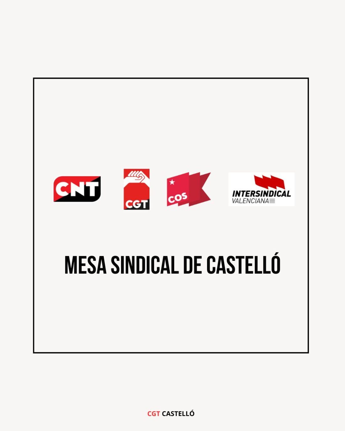 CGT Castelló anuncia la creación de la Mesa Sindical de Castelló