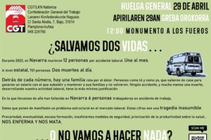 Huelga 29 abril en Navarra: Concentración en el Monumento a los Fueros