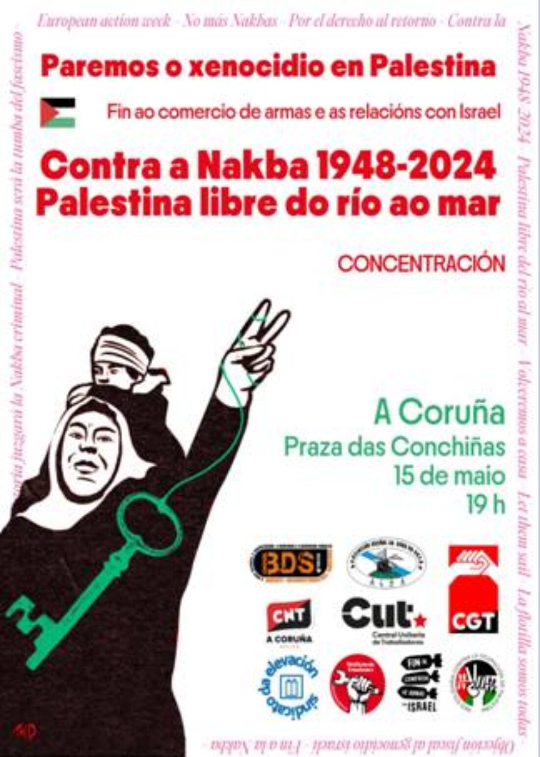 15 maio, Día de la Nakba, concentración A Coruña