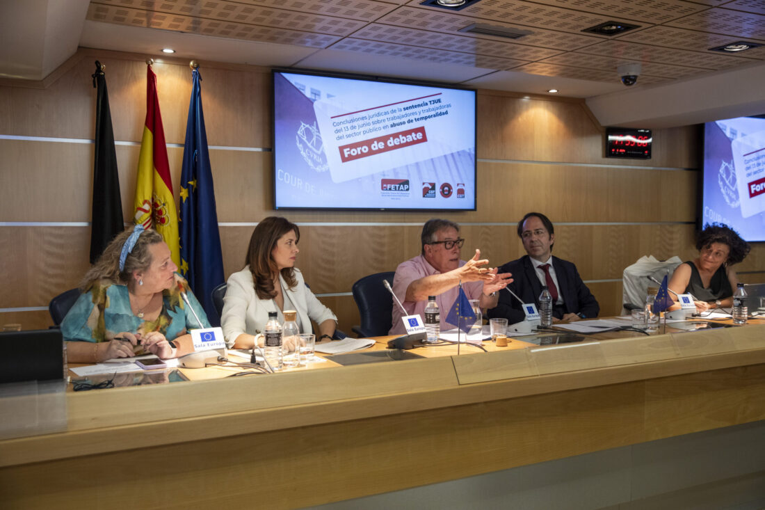 FETAP-CGT reúne en Madrid a juristas, políticos, sindicalistas y expertos para exigir la fijeza de las trabajadoras interinas y valorar las últimas novedades legales sobre el conflicto