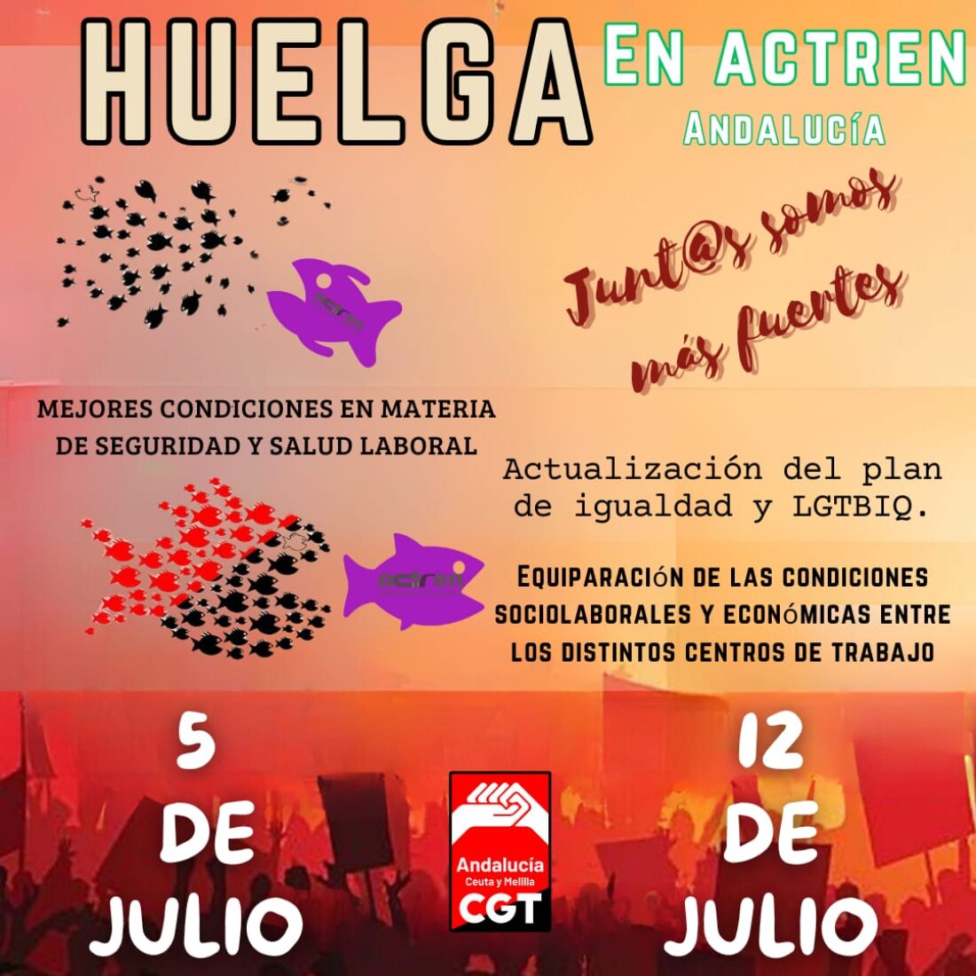 La plantilla de ACTREN en Andalucía desarrolla durante la jornada de hoy la primera de las dos jornadas de huelga convocadas por CGT