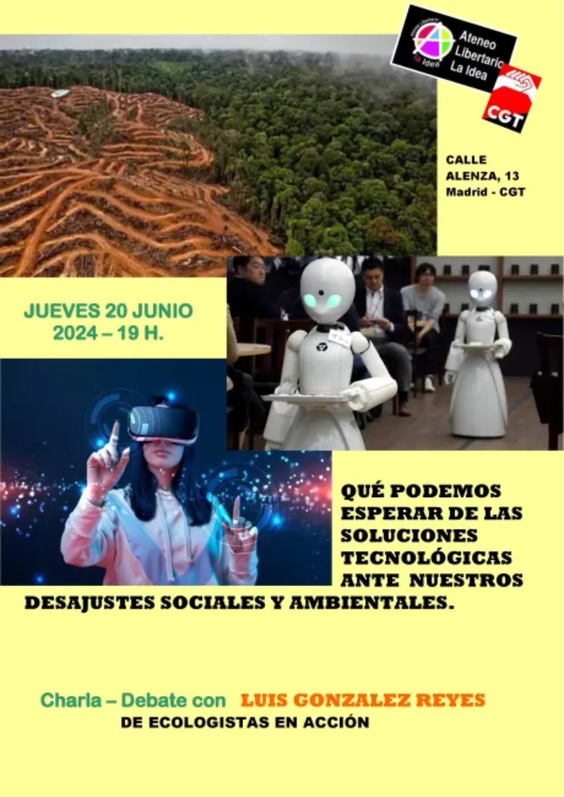 Charla/debate: «Qué podemos esperar de las soluciones tecnológicas ante nuestros desajustes sociales y ambientales» con Luis González Reyes (Ecologistas en Acción)