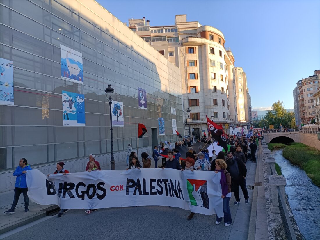 Cientos de personas en la manifestación que cerró la jornada de lucha en solidaridad con Palestina en Burgos