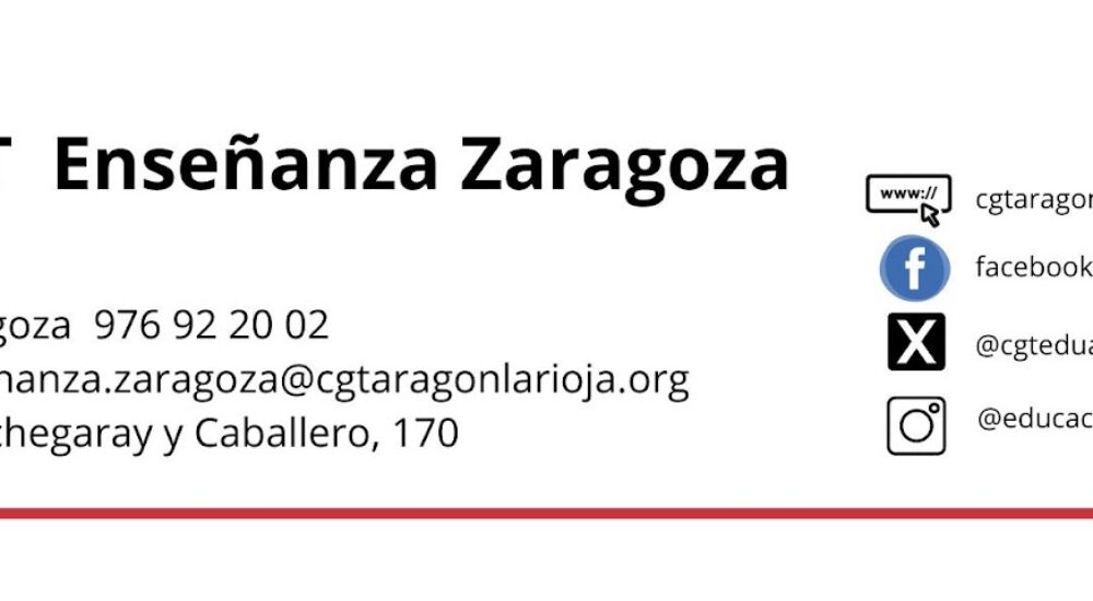 CGT Enseñanza denuncia al Gobierno de Aragón por la caótica situación del Servicio Provincial de Educación de Zaragoza