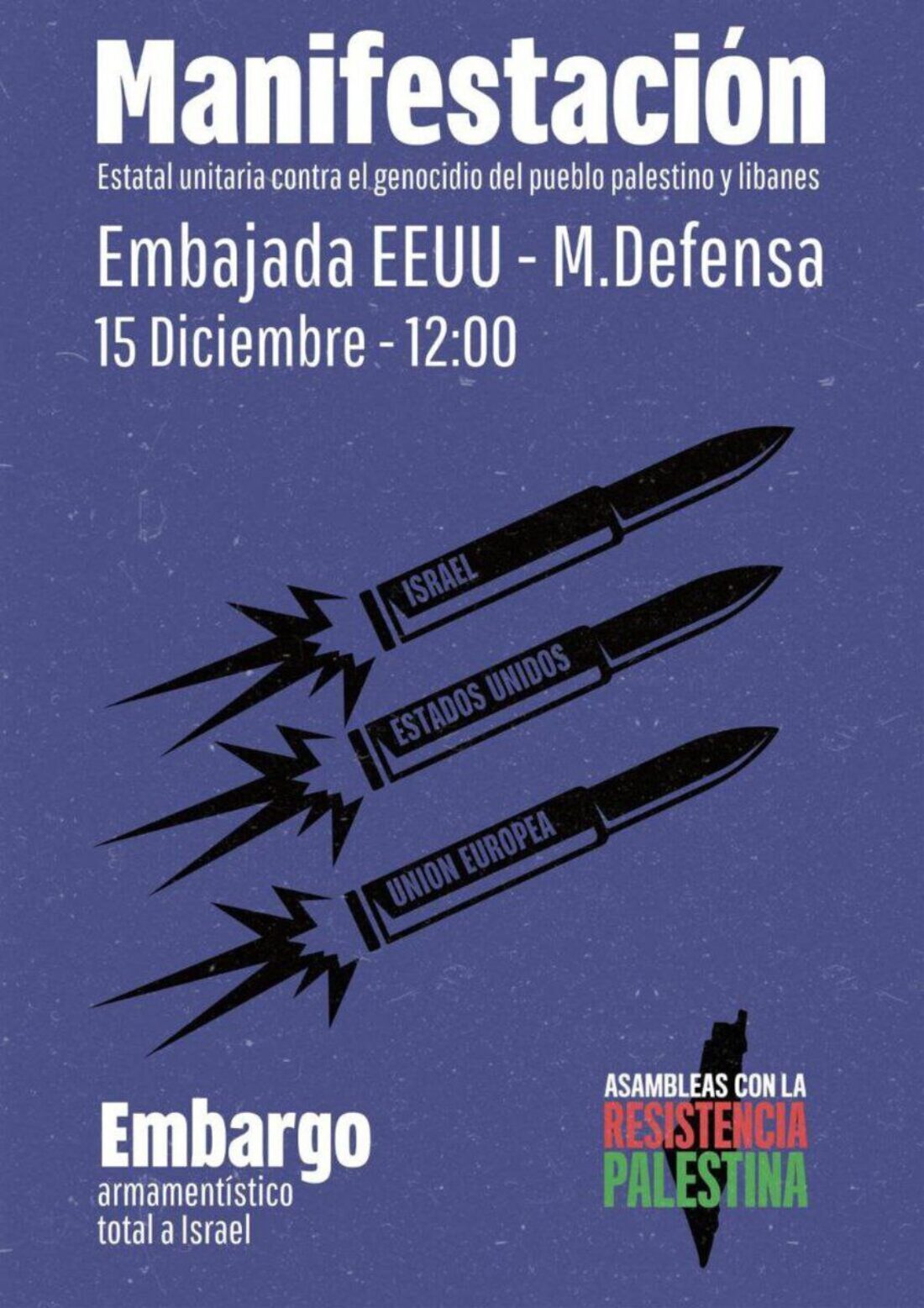 CGT realiza un llamamiento a la participación masiva en la manifestación estatal convocada por Palestina para este domingo, 15 de diciembre, en Madrid