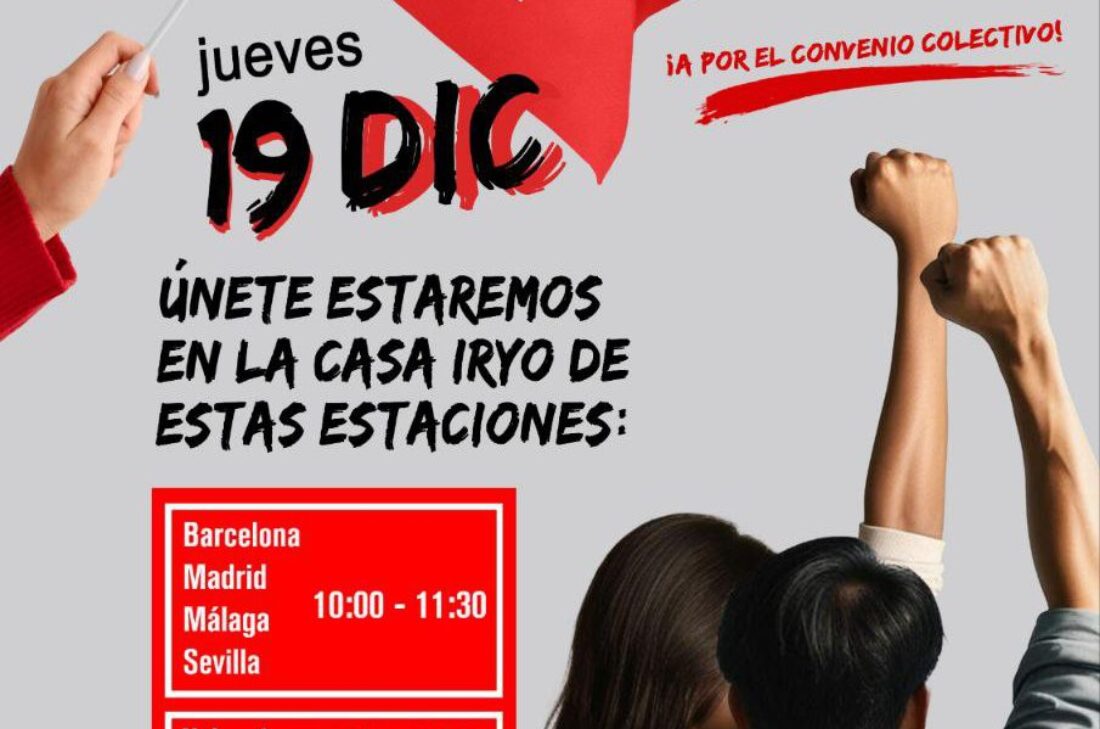 Huelgas IRYO y concentración Estació Sants Barcelona jueves 19 diciembre a las 10h