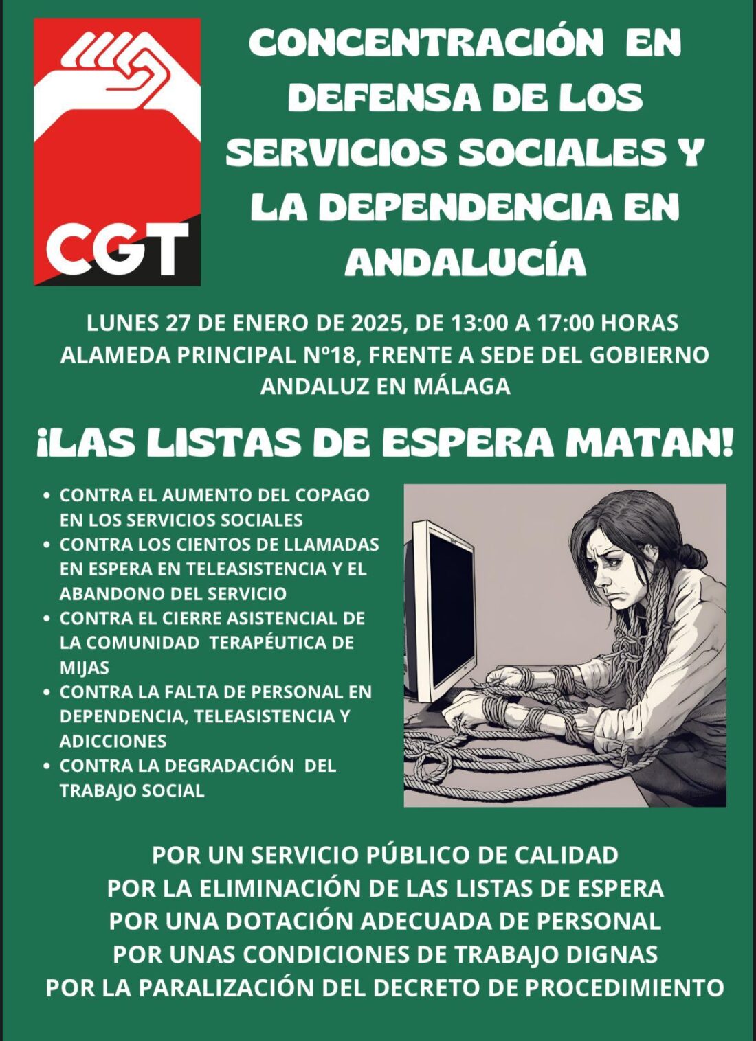 Grito de socorro por la teleasistencia, valoración de dependencia y atención de adicciones en Andalucía