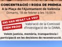 Valoración de la Comisión de Investigación de la DANA por parte de Comité Local de Emergencia y Reconstrucción de València