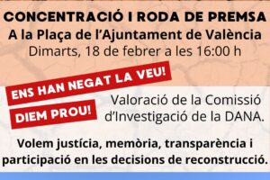 Valoración de la Comisión de Investigación de la DANA por parte de Comité Local de Emergencia y Reconstrucción de València