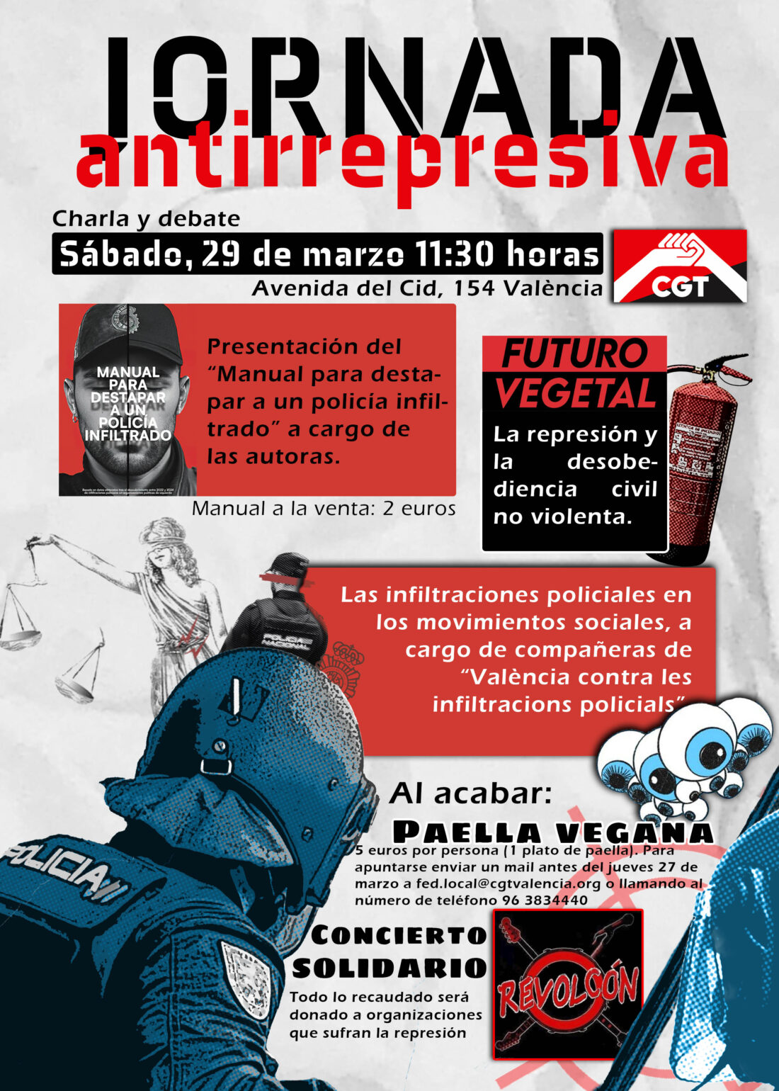 CGT-València organiza una Jornada antirrepresiva el sábado 29 de marzo