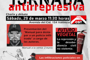 CGT-València organiza una Jornada antirrepresiva el sábado 29 de marzo