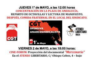Actividades en torno al 1º de Mayo en CGT Úbeda