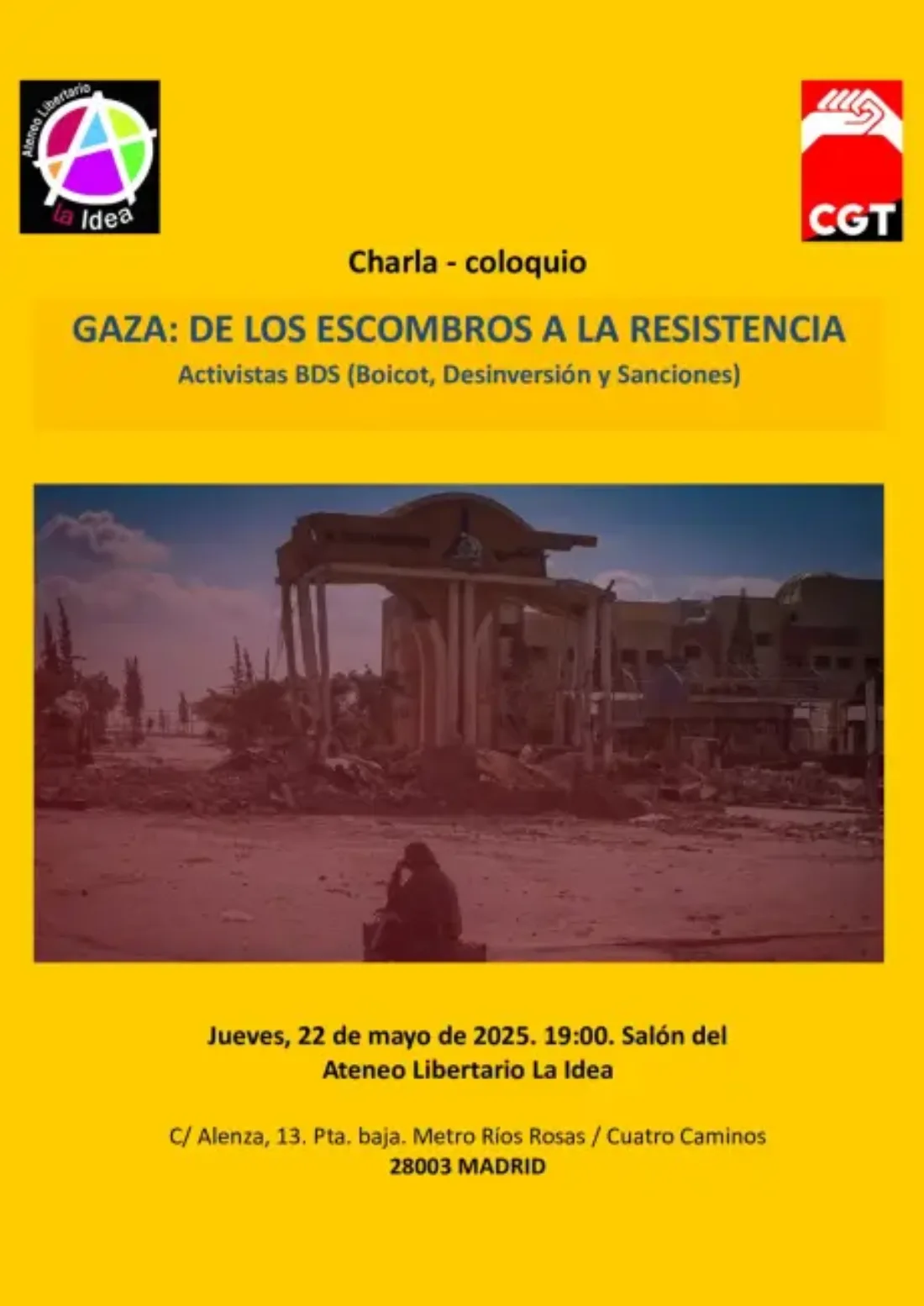Charla/coloquio: Gaza: De los escombros a la resistencia